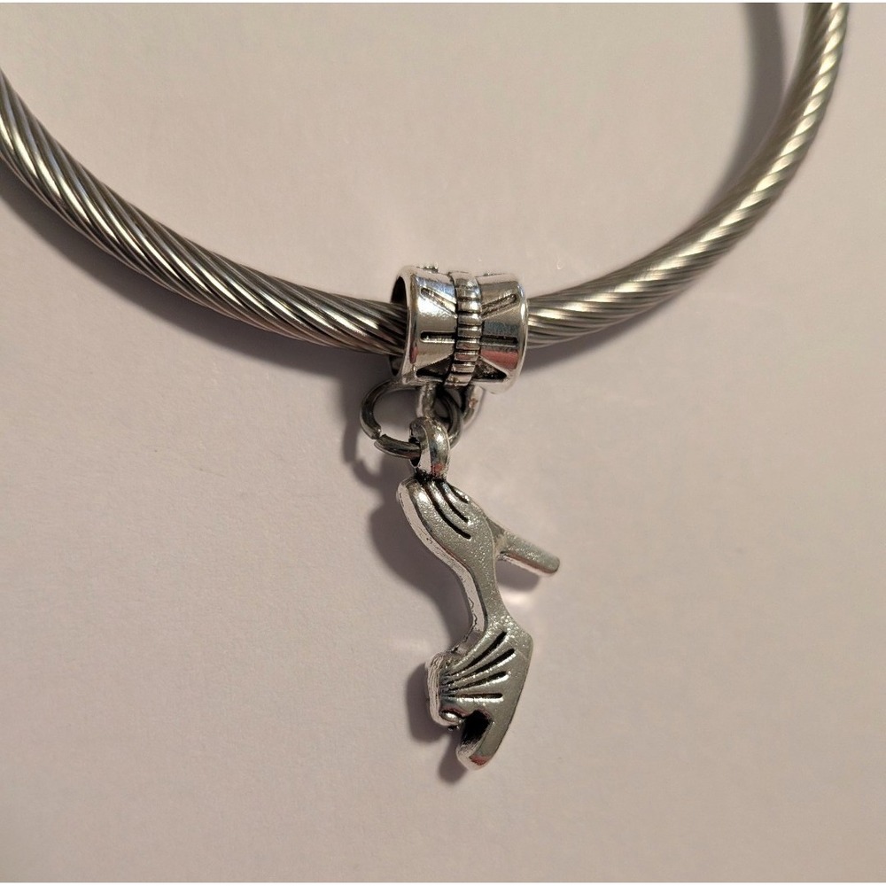 Silver High Heel Stiletto Dangle Charm for European‎ Bracelets Fashion Jewelry